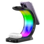 S-link SL-CW20 Siyah Telefon, Saat, Kulaklık Uyumlu 15W RGB Kablosuz Şarj Cihazı