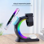 S-link SL-CW20 Siyah Telefon, Saat, Kulaklık Uyumlu 15W RGB Kablosuz Şarj Cihazı
